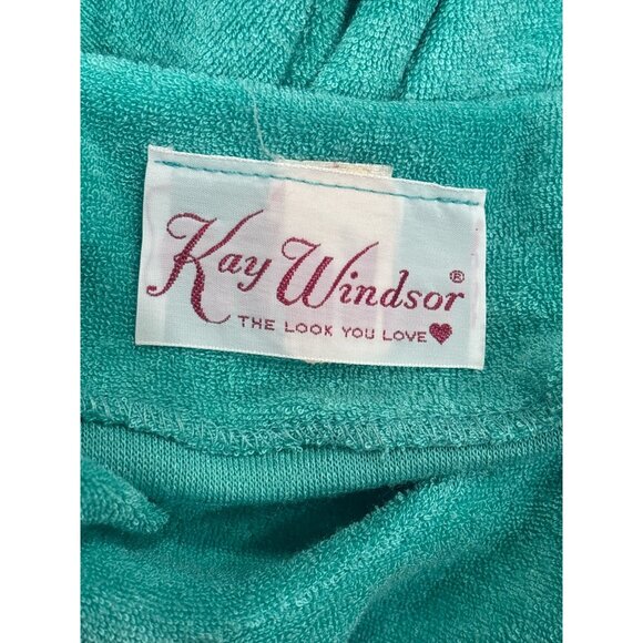 Vintage Kay Windsor Green Terry Knit Midi Dress Union Made USA Size 5 - Picture 6 of 10